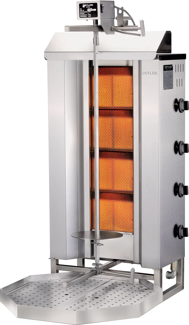 CEYLAN GO-D4 — Dönergrill mit vier Doppelbrennern und Obenantrieb